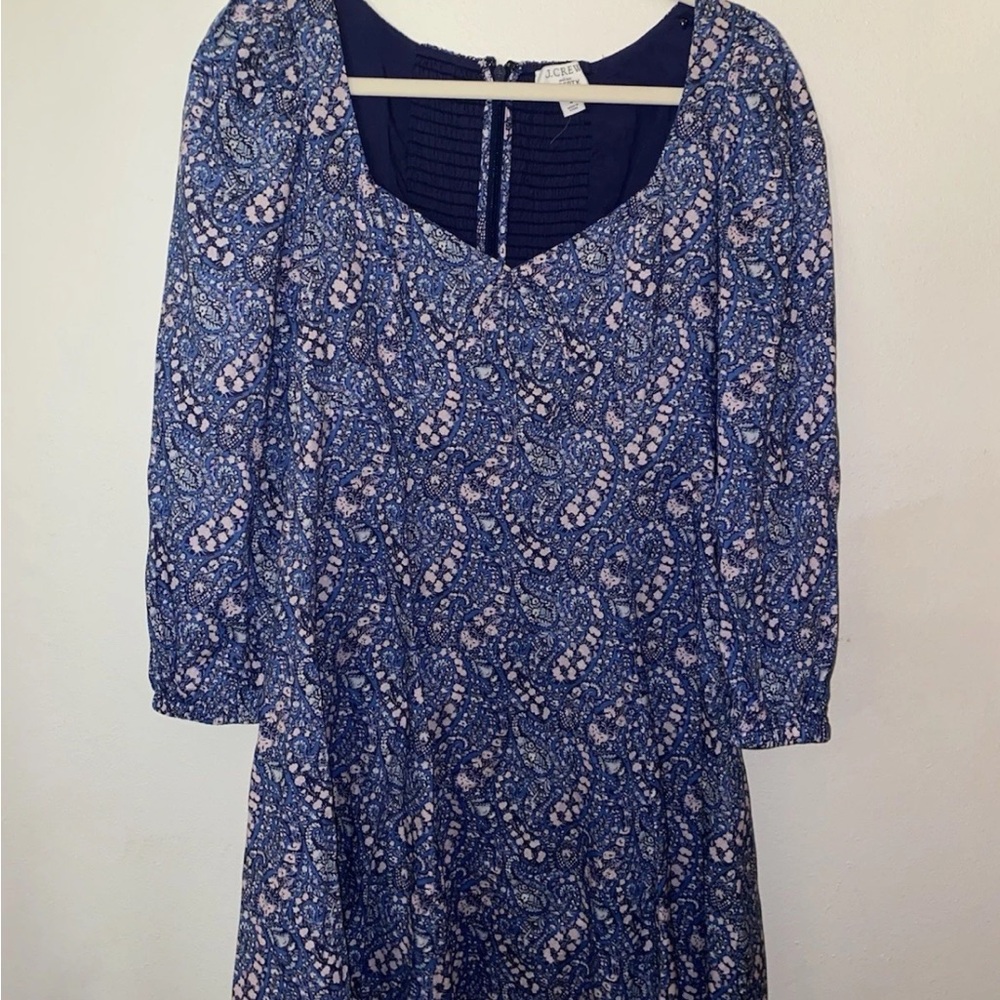 J. Crew Liberty Bourton Blue Long Sleeve Dress Size 4